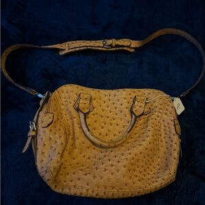 Stylish Brown Ostrich Leather Shoulder Bag